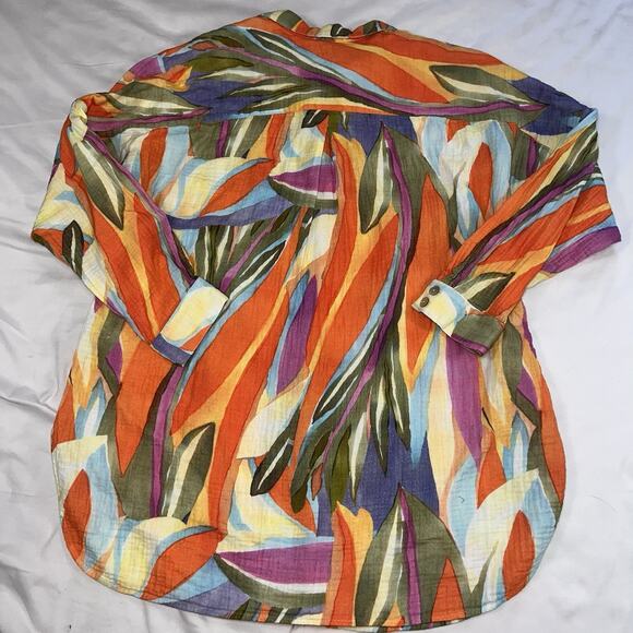 Soft Surroundings Shirt Size XL Multicolor Peregrine Tunic Blouse Fiery Strip LS - Picture 10 of 12